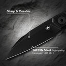 Klaken Z068 Phantom Z068-black blade detail – black stonewashed 14C28N steel at HRC 59±1