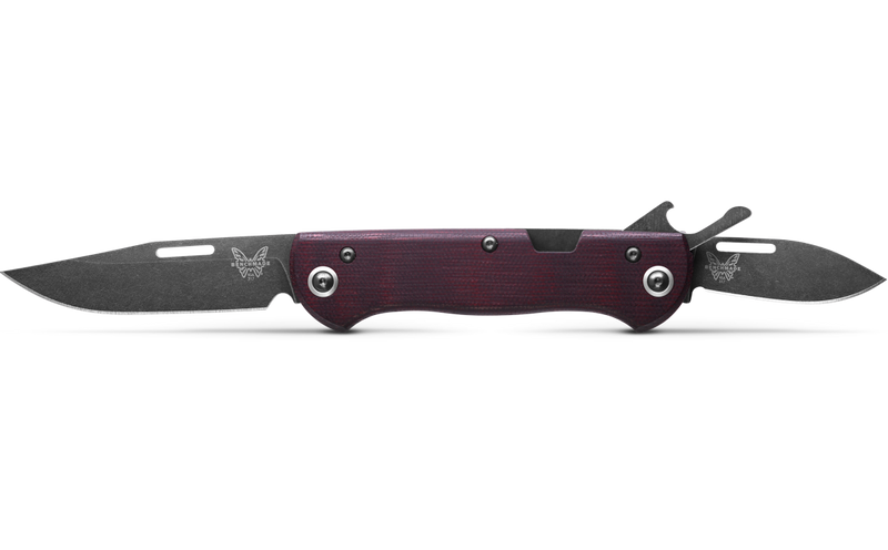 Benchmade WEEKENDER Folding Knife 2 Blades 2.97" & 1.97" CPM-S90V DLC Burgundy Canvas Micarta Handles 317BK-02