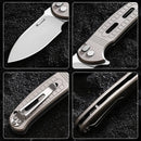 HX Outdoors Rock Sapphire ZD-119S silver titanium handle detail