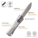 Remette ZL301C front view – 2.76" M390 drop point titanium folding knife