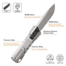 Remette ZL301E front view – 2.76" M390 drop point titanium folding knife
