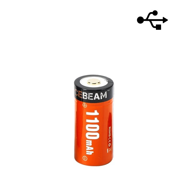 Acebeam 18350 1100mAh Li-ion battery with Micro USB charge port