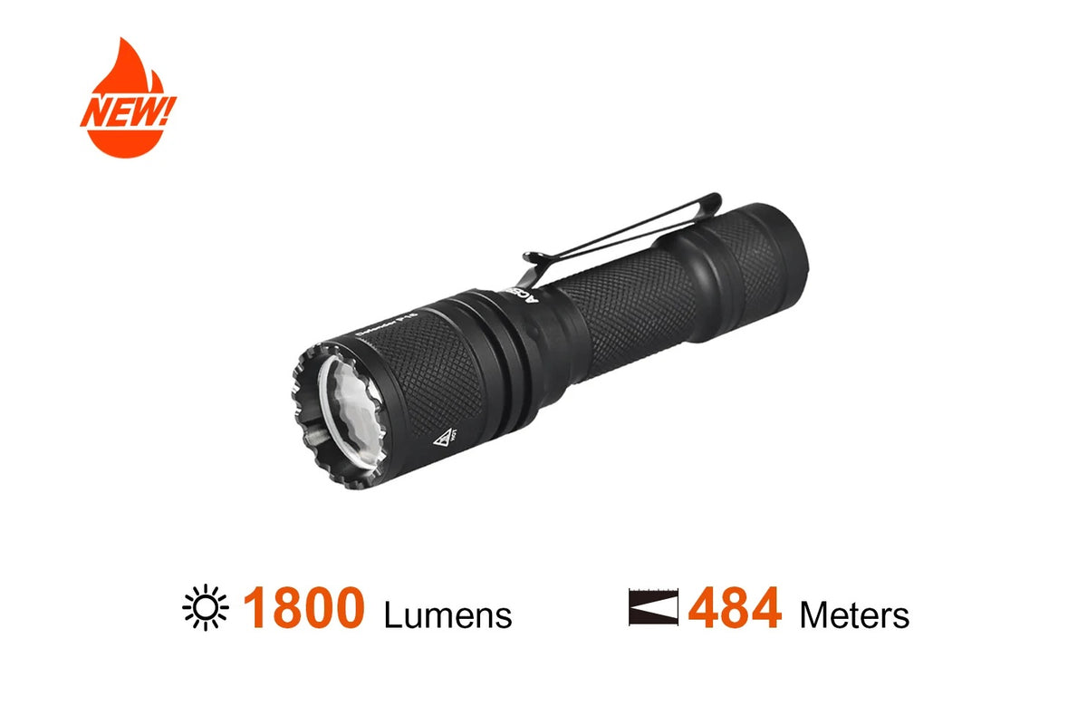 Lampe Torche Acebeam P16 : 1800 Lumens, LED Noire, Ultra Puissante
