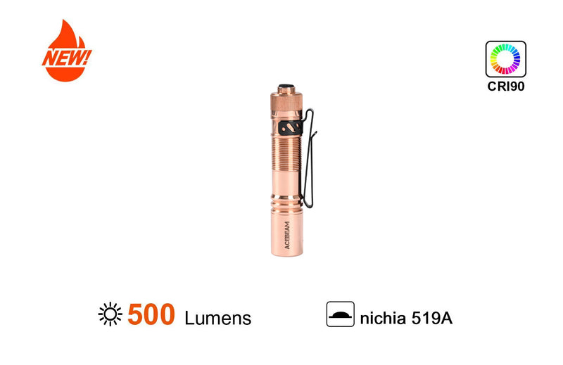 Acebeam Pokelit AA Copper 500 Lumen EDC Flashlight High CRI90 519A LED