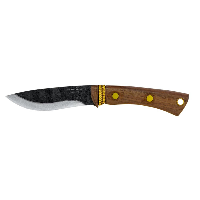 Condor Huron Fixed Blade Knife w/ Leather Sheath 4.2in 1095 Steel Blade Walnut Handles