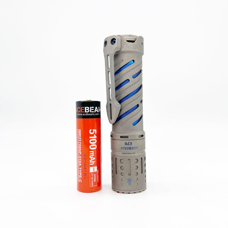 Acebeam E70-Titanium 4000 Lumen EDC Flashlight 1 * 21700 USB-C Rechargeable Battery Pre-Installed