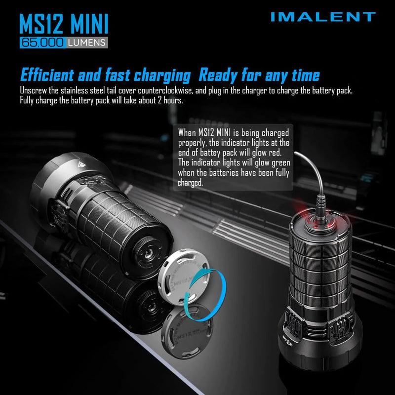 Imalent MS12 Mini 65000 Lumen High Powered Rechargeable Flashlight 12 x CREE XHP70 Gen2 LED