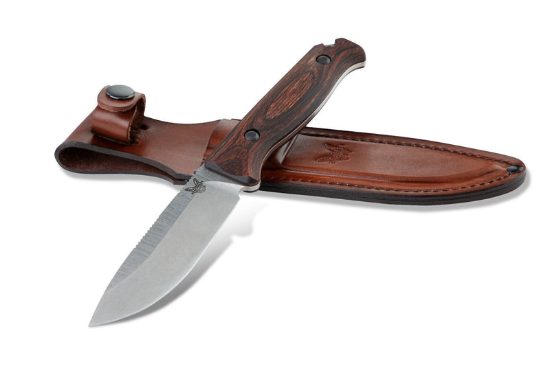 Benchmade 15002 Saddle Mountain Skinner Fixed Blade Knife 4.2in S30V Steel Blade - Leather Sheath
