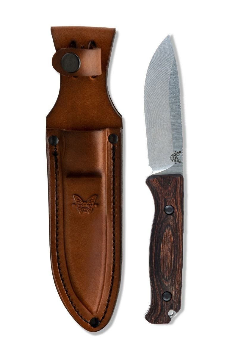 Benchmade 15002 Saddle Mountain Skinner Fixed Blade Knife 4.2in S30V Steel Blade - Leather Sheath