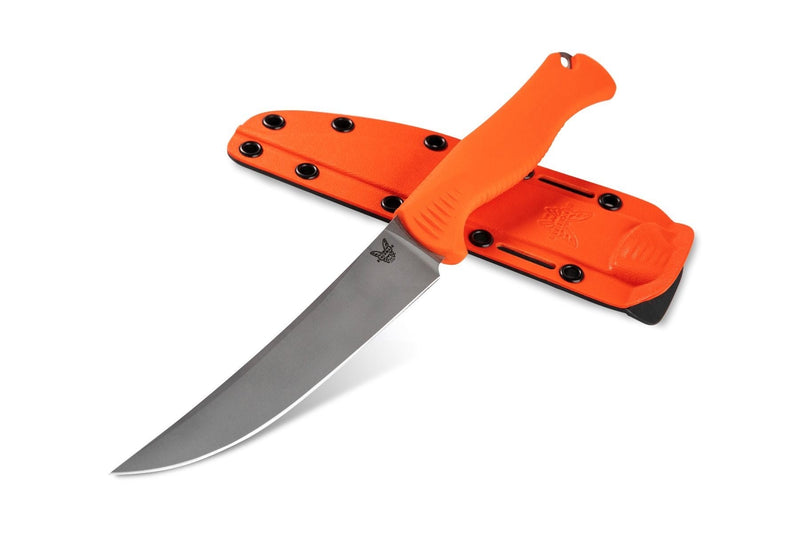 Benchmade 15500 Meatcrafter Fixed Blade Knife 6in CPM-154 Steel Blade Orange Santoprene Handle