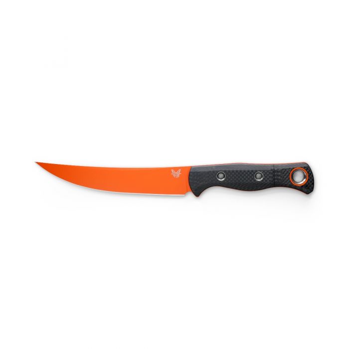 Benchmade 15500OR-2 Meatcrafter Fixed Blade Knife 6.08in S45VN Orange Steel Blade Carbon Fiber Handles