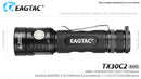 EagTac TX30C2 1870 Lumen Flashlight CREE XHP 35 HI LED - Cool White BASE