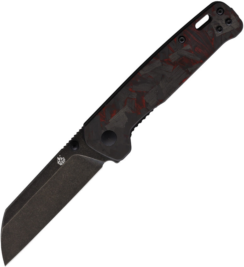 QSP Knife Penguin QS130-URD 3.06in D2 Steel Blade Shredded Carbon Fiber Overlay G10 Handles