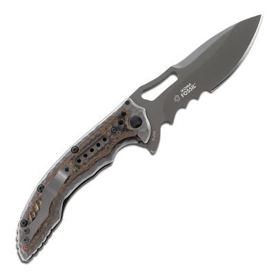 CRKT 5471K Fossil (Black) Flavio Ikoma Designed Folding Knife with Veff Serrations (3.96 Inch Blade)