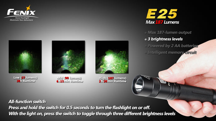Fenix E25 2 x AA 187 Lumen LED Flashlight