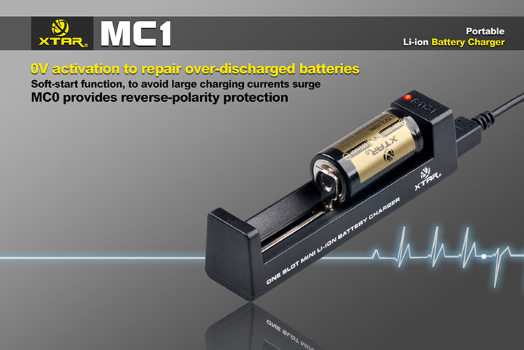 XTAR MC1 Single Bay Lithium Ion Battery Charger.