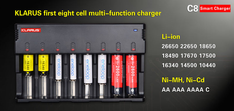 Klarus C8 Eight Bay Li-ion/NiCd/NiMH Battery Charger