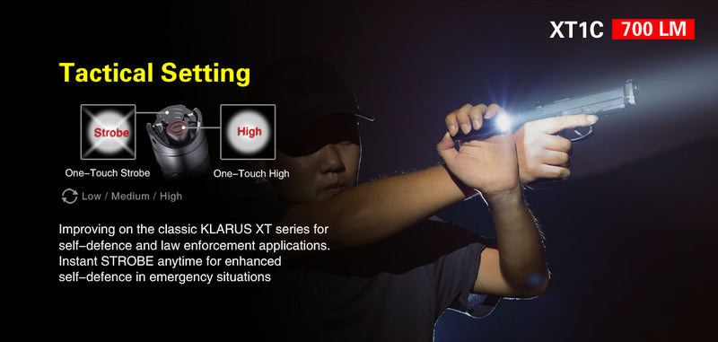 Klarus XT1C 1 x 16340 700 Lumen CREE XP-L HI V3 LED Flashlight