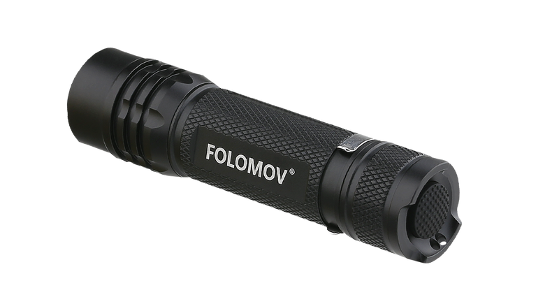Folomov 18650S Black 900 Lumen Flashlight Nichia 219D LED 1 * 18650 Battery