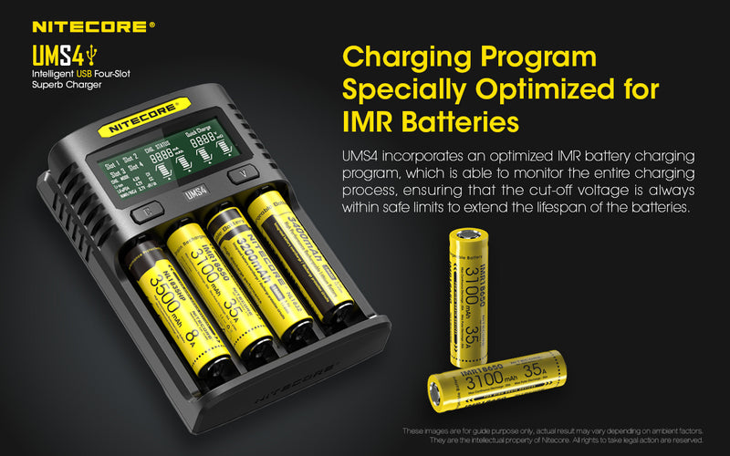 Nitecore UMS4 4-Slot Fast Charging USB Battery Charger