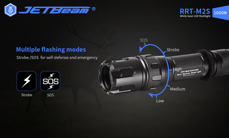 JetBeam RRT-M2S 480 Lumen LEP Laser Flashlight 1 * 21700 Battery 3280f