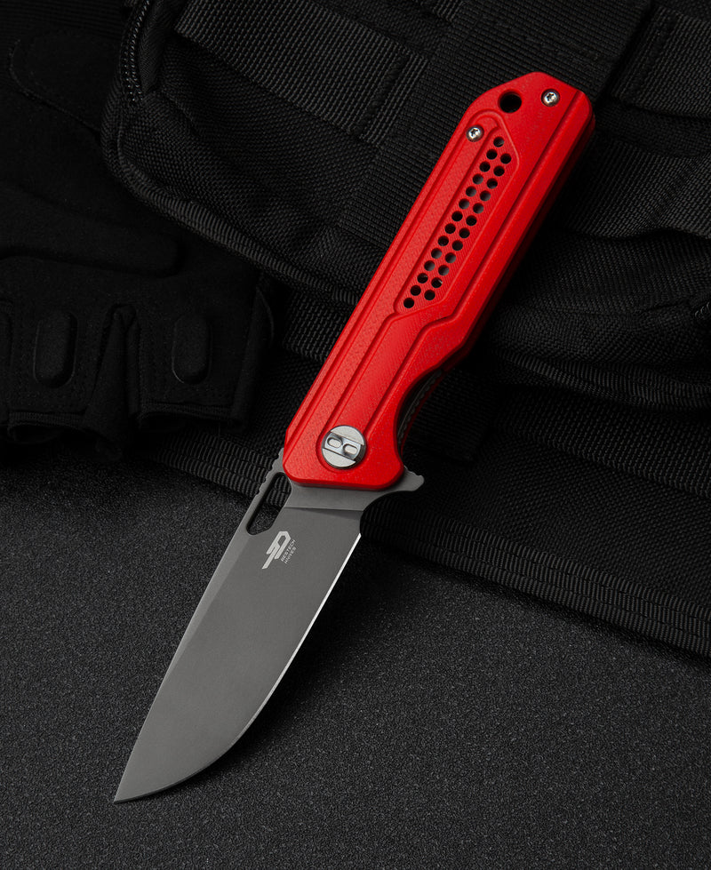 Bestech Knives Circuit Folding Knife 3.22in K110 Steel Blade Red Handle - BG35C-2