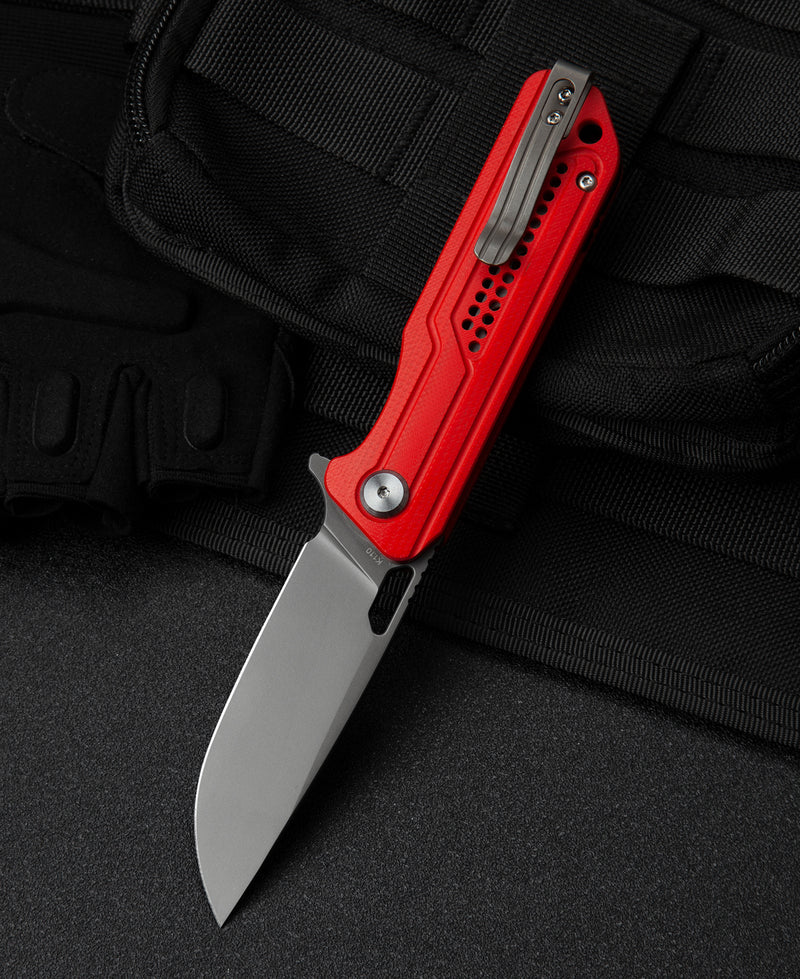 Bestech Knives Circuit Folding Knife 3.22in K110 Steel Blade Red Handle - BG35C-2