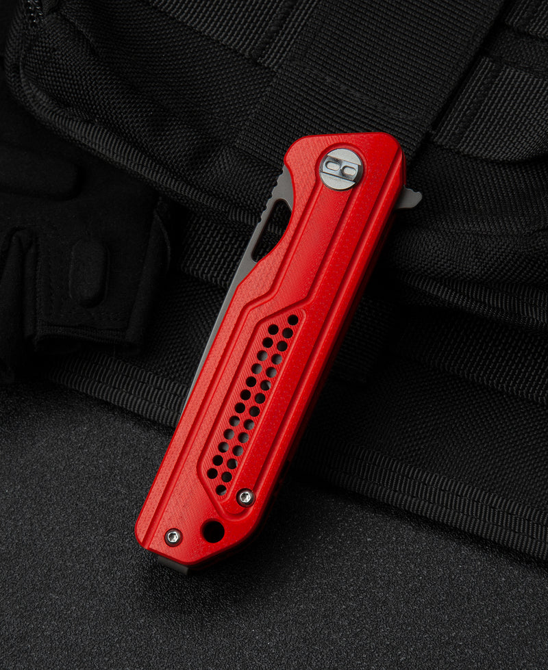 Bestech Knives Circuit Folding Knife 3.22in K110 Steel Blade Red Handle - BG35C-2