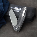 Bestech Slasher Folding Knife 2.88in D2 Steel Blade Black Canvas Micarta Handle - BG43A-1