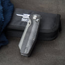 Bestech Slasher Folding Knife 2.88in D2 Steel Blade Black Canvas Micarta Handle - BG43A-1