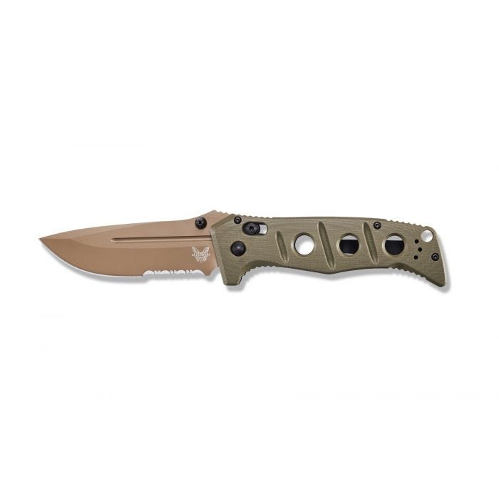 Benchmade 275SFE-2 Adamas Folding Knife 3.78in Flat Earth CruWear Serrated Steel Blade