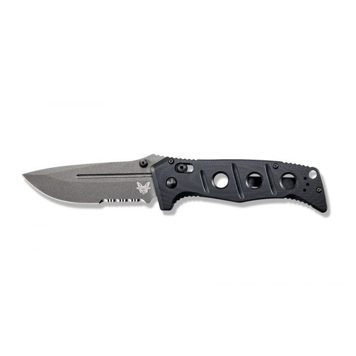 Benchmade 275SGY-1 Adamas Folding Knife 3.78in Grey CruWear Serrated Steel Blade