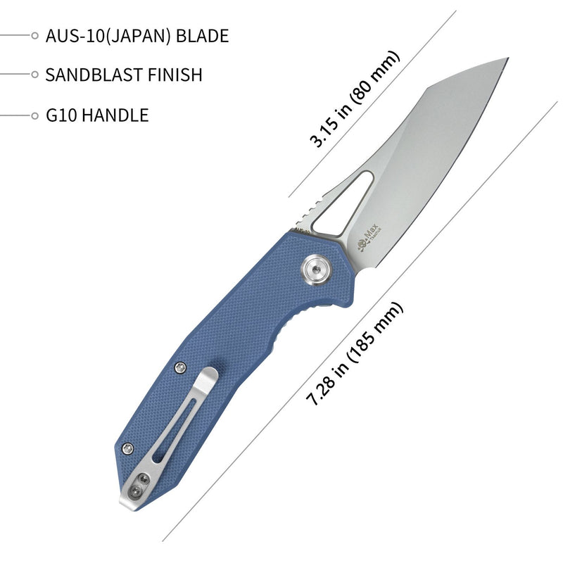 Kubey Knife Vagrant Liner Lock Folding Knife 3.15in AUS-10 Steel Blade G10 Handles - KU291F