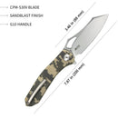 Kubey Knife Drake Liner Lock Folding Knife 3.46in S30V Steel Blade G10 Handles - KU310B