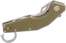 ArtisanCutlery Cobra 1811P-GNF Flipper Karambit 3.15" D2 Modified Tanto Blade, Textured Green G10 Handles with Gray Finger Ring