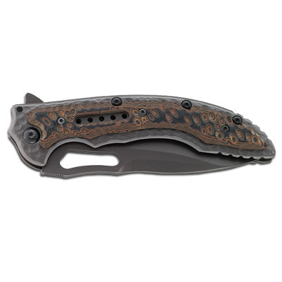 CRKT 5471K Fossil (Black) Flavio Ikoma Designed Folding Knife with Veff Serrations (3.96 Inch Blade)