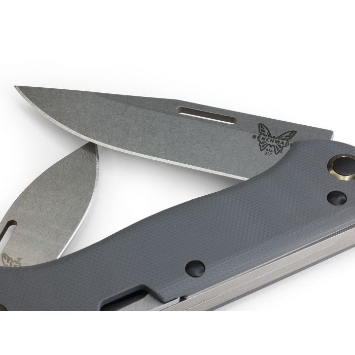 Benchmade 317 Weekender Multi-Bladed Pocket Knife Clip-Point S30V Steel Blade Gray G10 Handles