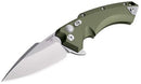 Hogue X5 34574 Button Lock Folding Knife 3.5in CPM 154 Steel Blade OD Green Aluminum Handles