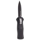 Benchmade Mini Infidel 3350BK front view - 3.10 inch black D2 double-edge spear-point dagger OTF automatic knife
