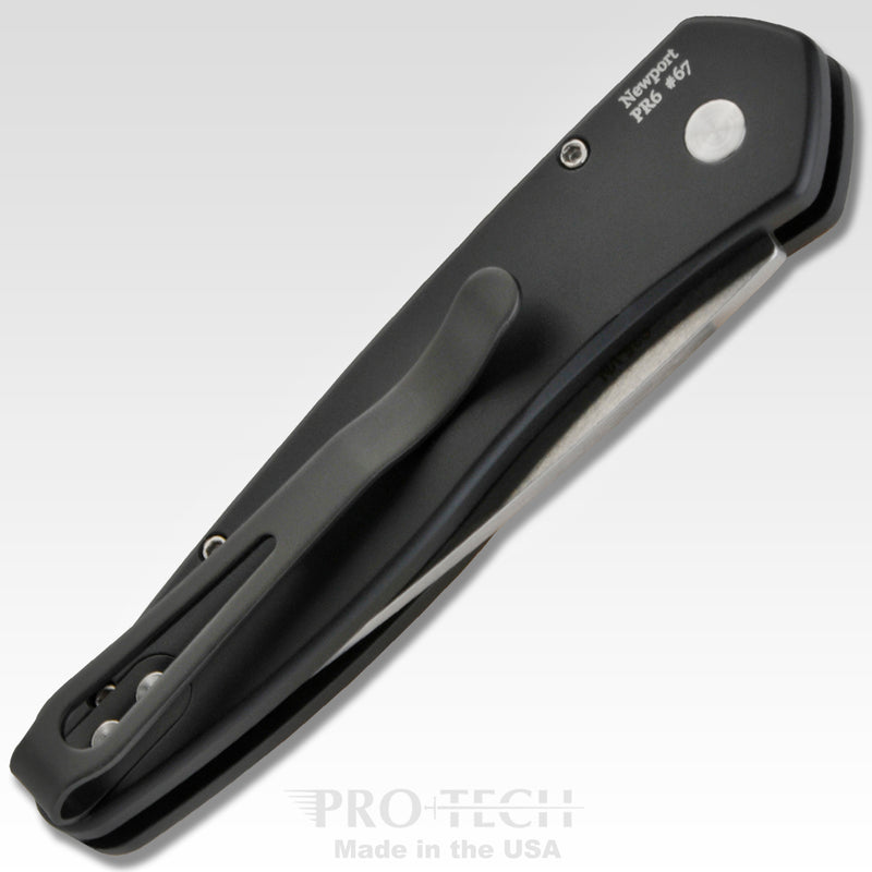 ProTech 3451 Newport Tuxedo Folding Knife 3in Stonewashed S35VN Steel Blade Micarta Inlay Handles