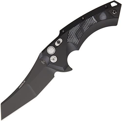 Hogue X5 34569 Push Button Folding Knife 3.5in CPM 154 Modified Wharncliffe Black Cerakote Steel Blade Matte Black Aluminum Handles