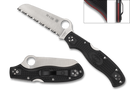 Spyderco Rescue 3 Lightweight Thin Red Line 3.57 in Serrated VG-10 Blade Black Handle