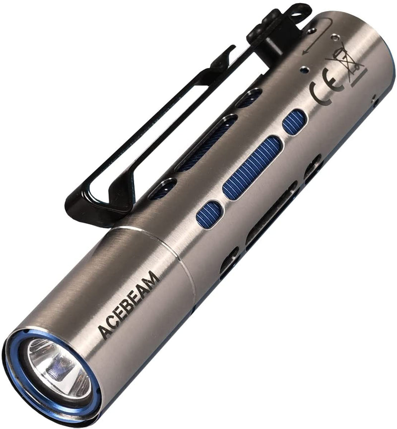 Acebeam Rider RX 650 Lumen EDC Flashlight 1 x 14500 USB-C Rechargeable Battery Stainless Steel - Silver
