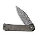 CIVIVI Relic Folding Knife C20077B-DS1 3.48 in Damascus Blade Dark Green Micarta Handle