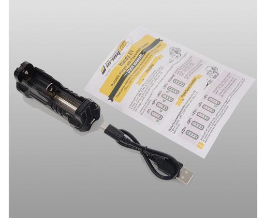 Armytek Handy C1 Charger / 1ch / LED indication / Input 5V MicroUSB / Output 1.2A / Powerbank 1A / for IMR/Li-Ion