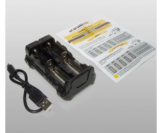 Armytek Handy C2 Pro Charger / 2ch / LED indication / Input 5V MicroUSB / Output 2x1A / Powerbank 2.5A / 
for IMR/Li-Ion, Ni-MH, Ni-Cd