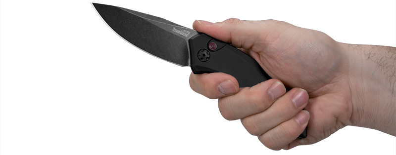 Kershaw Launch 1 7100BW Automatic Knife Black Aluminum (3.4" BlackWash CPM 154)