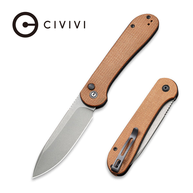 CIVIVI Elementum C2103D Folding Knife 2.96 in 14C28N Steel Blade Brown Micarta Handles