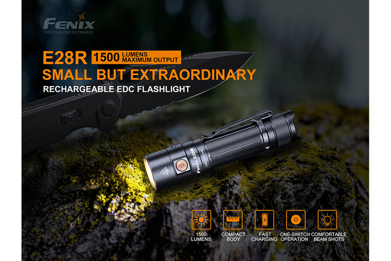Fenix E28R 1500 Lumen USB-C Rechargeable Compact Flashlight 1*18650 Battery Included