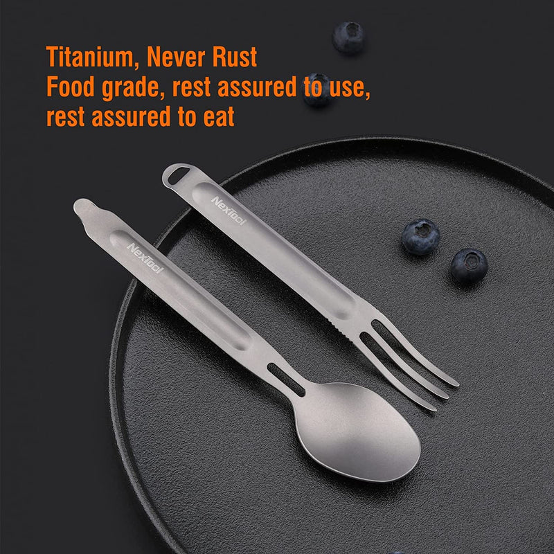 Nextool Outdoor Titanium Cutlery Set / Fork and Spoon Combo